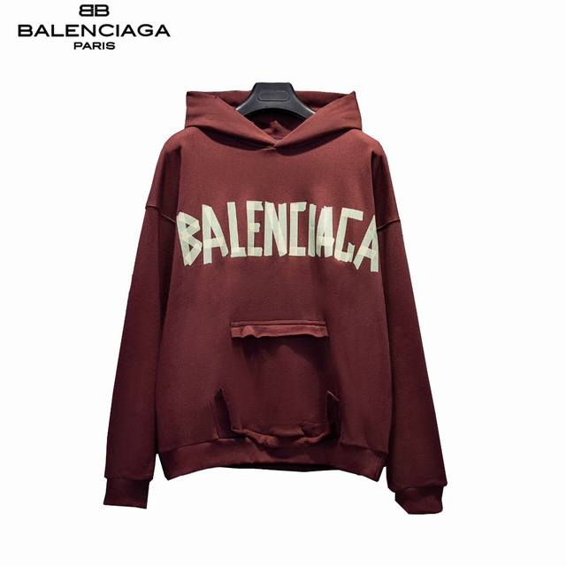 Balenciaga 巴黎世家 23Fw 美纹纸胶带水洗破坏连帽卫衣 本部研发 购入原版 耗时45天 面料采用定制480克精梳棉面料 下垂感和面料硬挺度非常屌