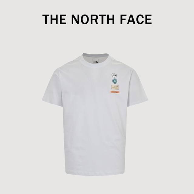 Thenorthface 北面 2024夏季新款复古彩色徽章T恤 领标采用同步印刷领标区别通货缝纫领标面料采用260G50支双纱面料舒适有质感全身印花采用进口原