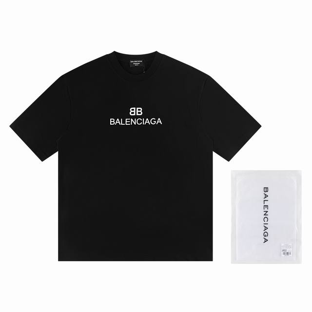 高版本Balenciaga 巴黎世家 喷墨字母印花短袖T恤，印花采用环保进口材料印花，字母清晰，效果立体整体效果简约大方 定织巴黎新面料280G 同缸定染螺纹零