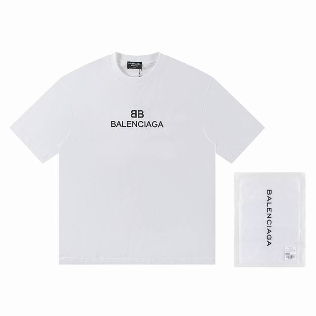 高版本Balenciaga 巴黎世家 喷墨字母印花短袖T恤，印花采用环保进口材料印花，字母清晰，效果立体整体效果简约大方 定织巴黎新面料280G 同缸定染螺纹零