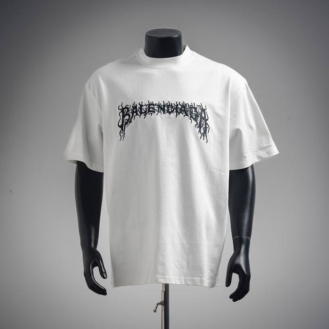 Balenciaga巴黎世家Blcg 24Ss字母刺绣Logo短袖T恤 高版本265克面料 Balenciaga巴黎世家字母刺绣.265克双纱面料.350克双纱