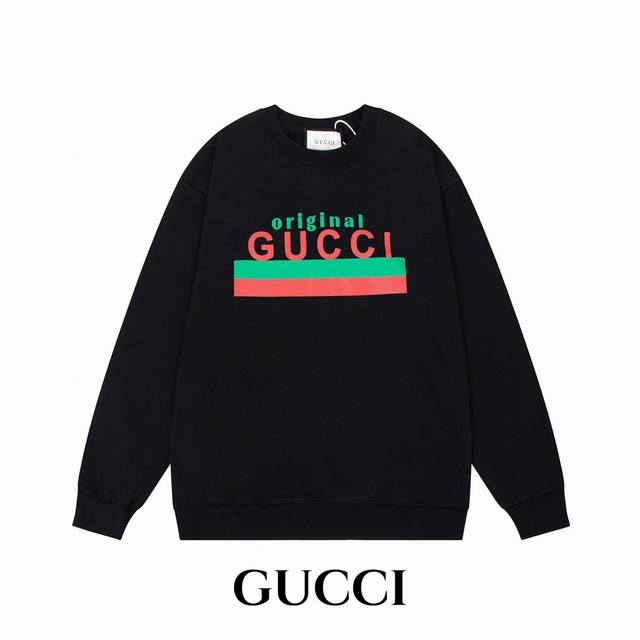 Gucci 古驰 官方同款“Original Gucci”格言印花卫衣 定制410克同缸染面料 手感非常舒服 颜色: 黑色 杏色 尺码：Xs S M L