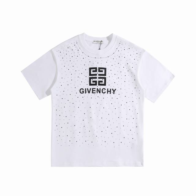 上新 高版本 Givenchy纪梵希Givenchy字母压皮重工高温烫钻短袖 最高版本！定制面料280克双纱！滴胶+高温烫钻！ 辅料：开模原版过鉴定领标 %真丝