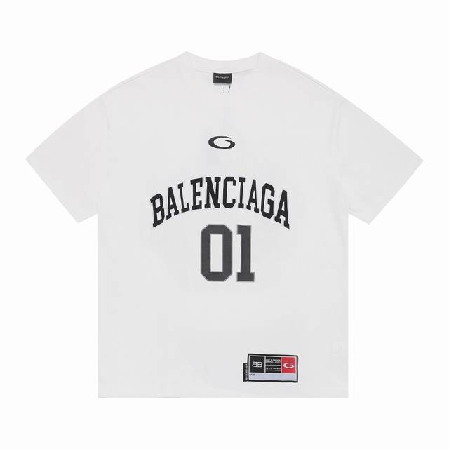 上新 高版本 Balenciaga巴黎世家 Basketball 系列 01号球衣短袖T恤 原样购入开发 面料订制染色 做水洗预缩270G16支精梳紧密纺纱 定