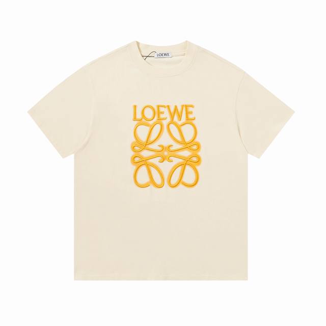 上新 高版本 Loewe 罗意威 多彩Logo刺绣短袖 240克双纱面料32支纯棉，25Ss最新最顶级 专柜款 经典个性简约拼色刺绣小标Logo 圆领短袖，最顶