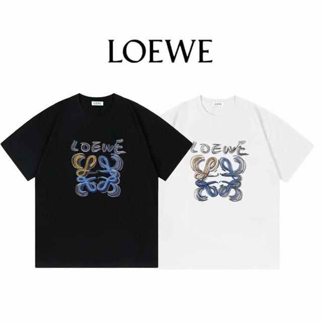 Loewe罗意威 涂鸦线刺绣工艺短袖 双纱 克 ：黑色 白色 ：Xs-L