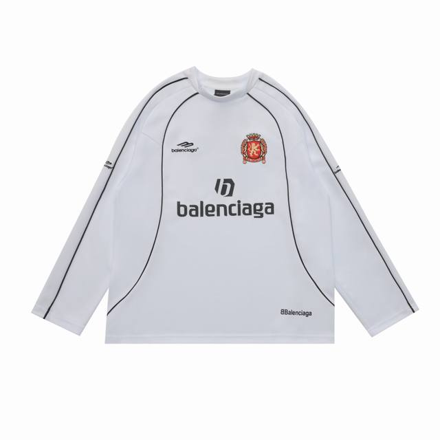 顶级复刻版本] 品名: Balenciaga 巴黎世家 新款曼联足球刺绣印花长袖T恤球衣 款号：36868 尺码：Xs-L 颜色：黑色 白色 面料: 采用260