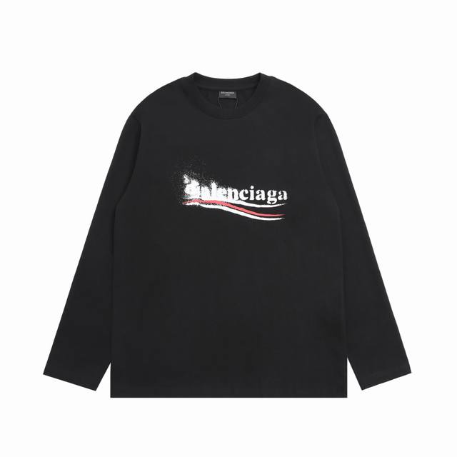 顶级复刻版本] 品名: Balenciaga 巴黎世家 新款可乐模糊Logo圆领卫衣长袖T恤 颜色： 黑色 灰白 尺码：Xs-L Balenciaga 巴黎世家