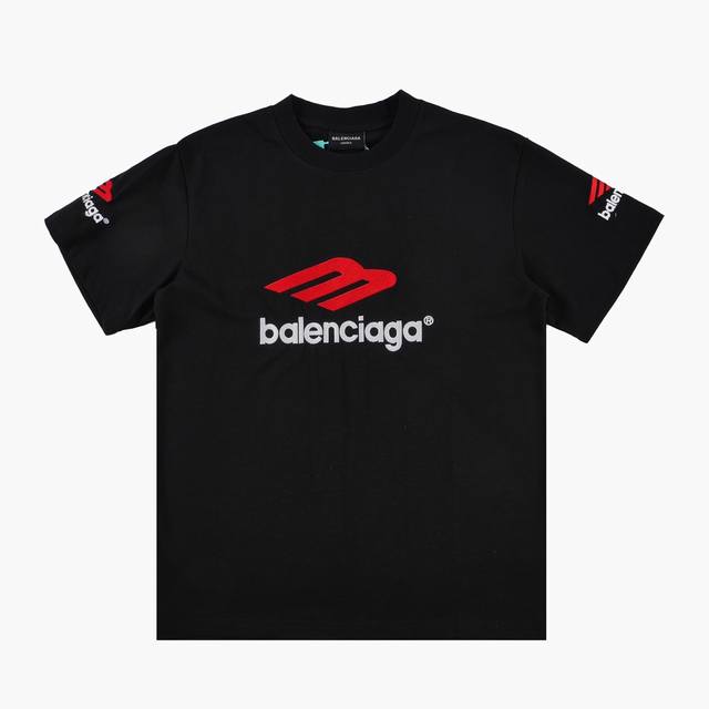 顶级复刻] Balenciaga 巴黎世家新款大Logo 大M图标刺绣短袖T恤 款号：63108 面料: 300重磅纯棉，随意对比 前后面左右袖刺绣短袖T恤 .