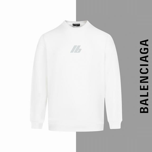 巴黎世家 24Ss Balenciaga小标Lb字母反光印花圆领卫衣 顶级版本 超高克重 面料：460克双股双纱食毛纯棉毛圈 工艺：进口机器白墨直喷印花工艺 辅