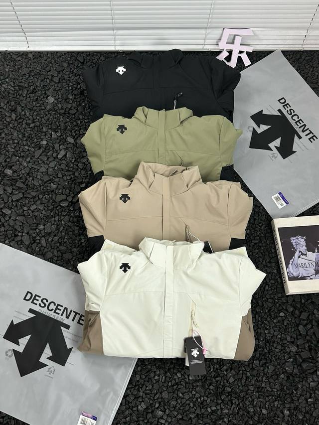 Descente 迪桑特 秋冬新品防水防风保暖夹棉徒步登山冲锋衣外套 可拆卸帽子 - 美式设计时尚穿搭，立体剪裁 压胶工艺 三防面料，连帽抽绳设计，自由调节，可