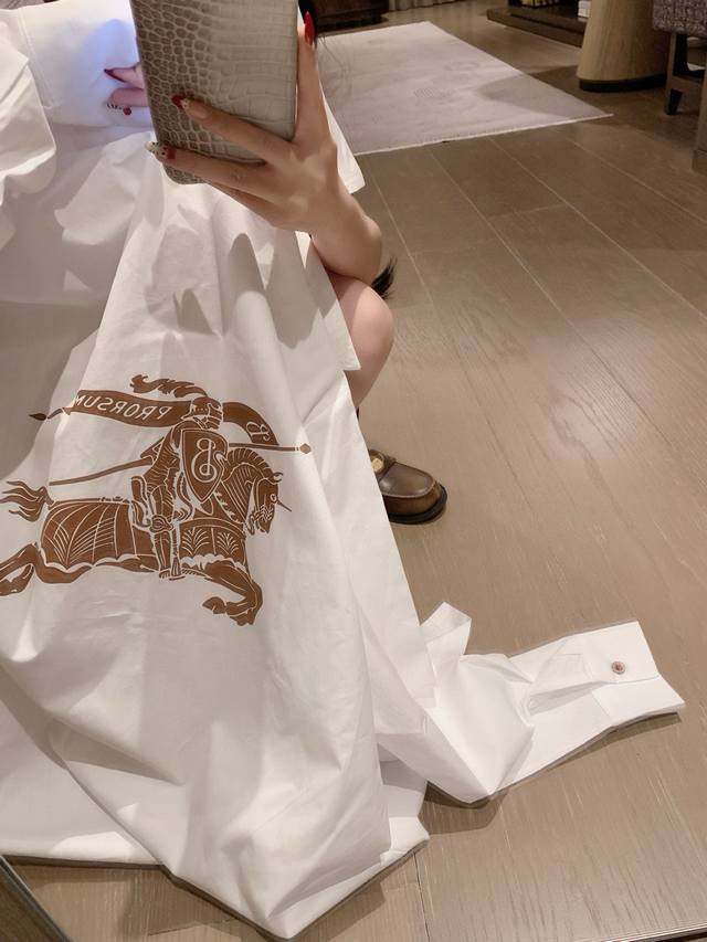 Burberry 巴宝莉Bbr战马胸前口袋刺绣后背印花衬衫 款号：25670601612 颜色：蓝色 咖色 尺码：Sml S码80-95斤 M码95 斤 L码