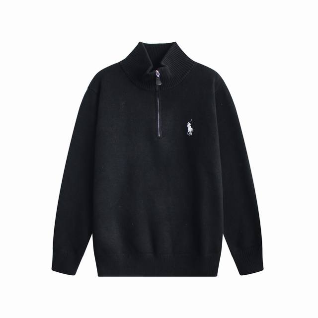 拿货 市场最高版本 Ralph Lauren 拉夫劳伦经典战马小标刺绣Logo保罗Polo高领套头半拉链针织毛衣 胸口高密度Logo刺绣，吊牌辅料原版定制。采用