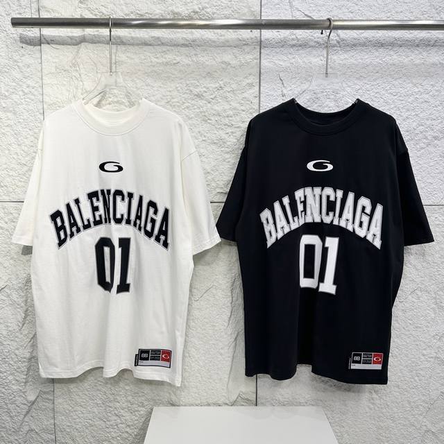 最最最新款25春夏 Balenciaga巴黎世家 Basketball 系列 01号球衣短袖T恤短袖 男女同款 原样购入开发 面料订制染色 做水洗预缩16支精梳