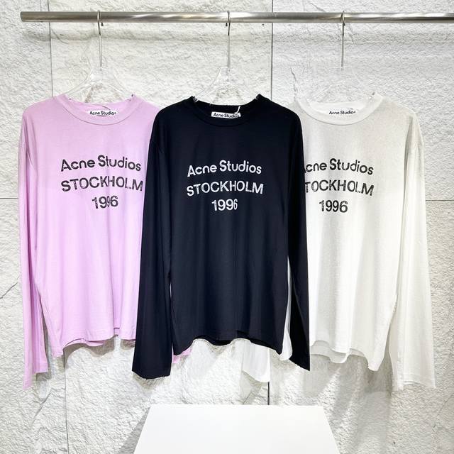 Acne Studios Ss24字母印花酸洗做旧破洞款 脏脏打底衫 黑色 白色 粉色 Xs到L 自留款 本人身高170 斤 上身Xs完美驾驭！ 得物原版购入