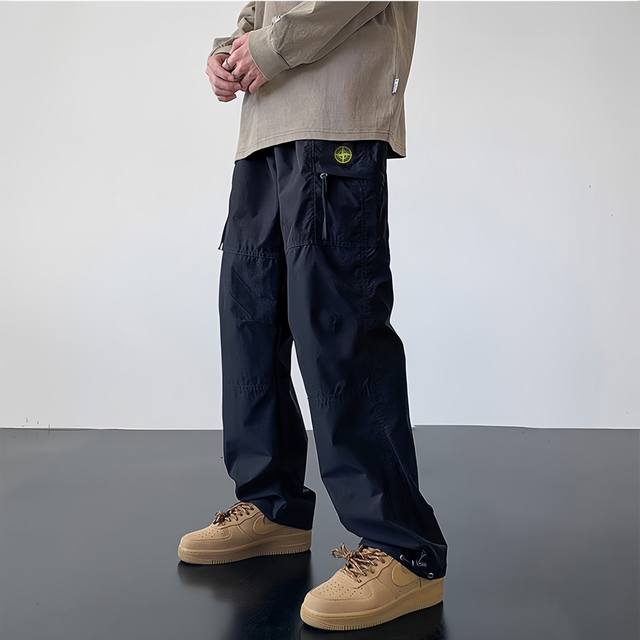 品控款 #Stone Island 石头岛 Ss25春季户外机能风直筒登山裤抽绳伞兵工装裤 立体剪裁两侧大口袋拉链拼接！面料舒适力挺！东西超级棒！高密度特定梭织