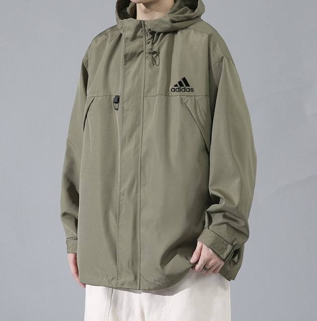 特价 不退不换只有绿色 阿迪达斯 Adidas Originals Faux L Jacket 三叶草 小标Logo男女款拉链冲锋衣夹克外套 Adidas外套