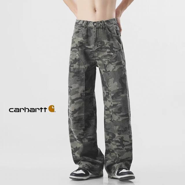 高品质 #Carhartt* 卡哈特 春季新款日系主线户外工装系列水洗迷彩工装长裤子 男女同款 情侣款 定制纯棉迷彩工装面料 基于纯棉材质特性 透气性亲肤感超强