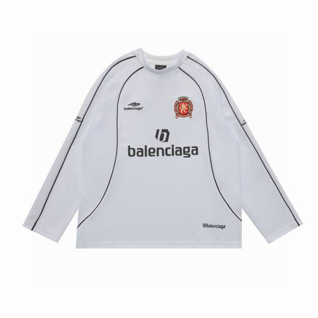 顶级复刻版本 Balenciaga 巴黎世家新款曼联足球刺绣印花长袖T恤球衣 款号：36867 全套新款巴黎世家辅料 男女同款均可驾驭 区别市面版本 随意对比