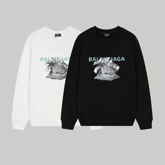 Balenciaga巴黎世家美金春秋冬新款圆领卫衣 平台火爆热销款 男女同款 情侣款 面料工艺： 1.甄选320G新氧棉面料，触感细腻柔滑，吸湿透气，体感亲肤舒