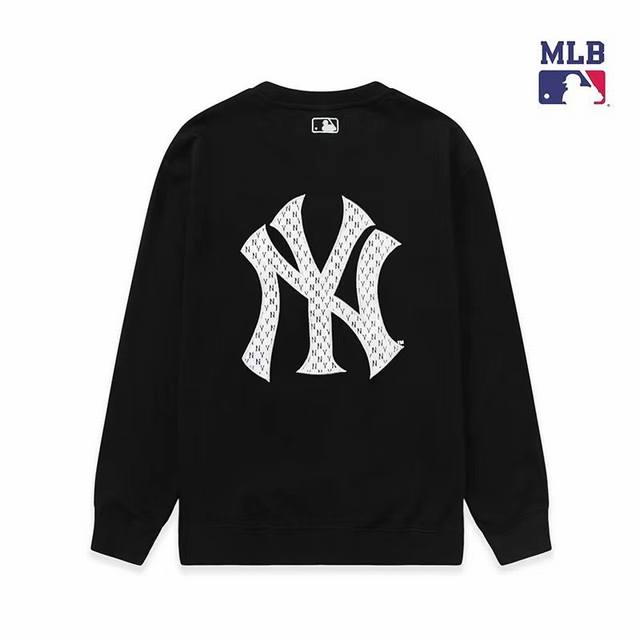 高端品质 秋冬Mlb Ny 后背Logo刺绣款 Ny 洋基队立体印花男女情侣同款圆领套头卫衣，面料采用380克纯棉毛圈面料，至今为止最为喜欢的一款卫衣