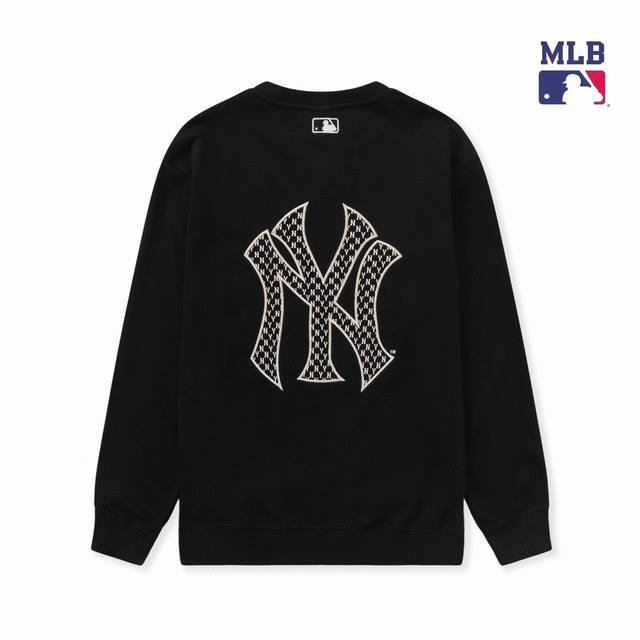 高端品质 Mlb Ny 后背刺绣老花 情侣圆领套头卫衣 380克高克重纯棉大毛圈 高端品质 专柜1：1同步发售 Ny洋基队情侣后背老花刺绣卫衣，定制宽松舒适，超