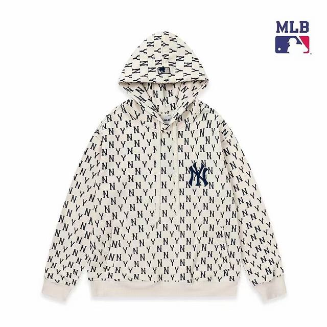 高端品质 Mlb Ny洋基队24最新秋冬 满印老花帽衫款 Ny 洋基队立体刺绣满印老花男女情侣同款套头帽衫卫衣，至今为止最为喜欢的一款卫衣