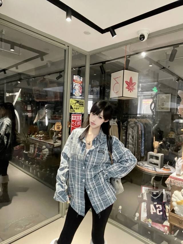 Stussy 2024Fw 斯图西早秋树纹水洗格子衬衫 整件衣服立体对位裁剪 耗时耗料 手感细腻 上身舒适 外穿内搭都很阳光 现在的衬衫更是一种外套的感觉 自带