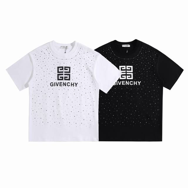 Givenchy纪梵希2025Ss新款字母Logo满天星钻情侣休闲短袖T恤 最高版本！定制面料280克双纱！滴胶+高温烫钻！ 辅料：开模原版过鉴定领标100%真