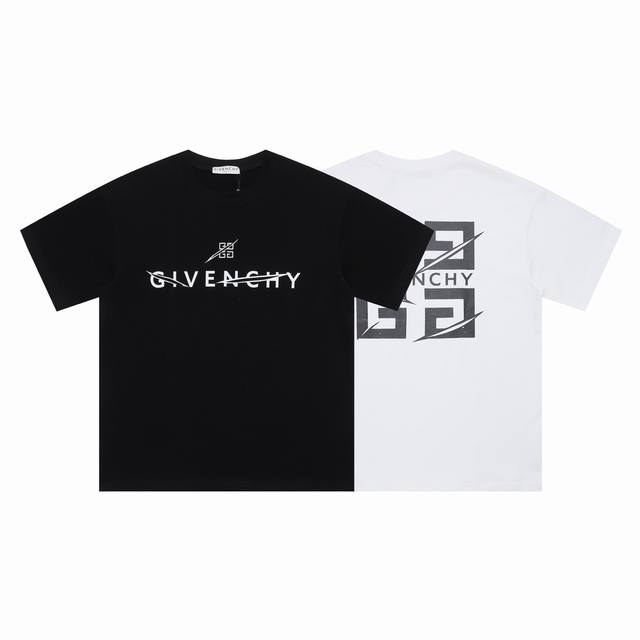 Givenchy纪梵希2025Ss新款字母刀口Logo情侣休闲短袖T恤 最高版本！定制面料2 克100%双纱棉！ 辅料：开模原版过鉴定领标100%真丝洗水标。正