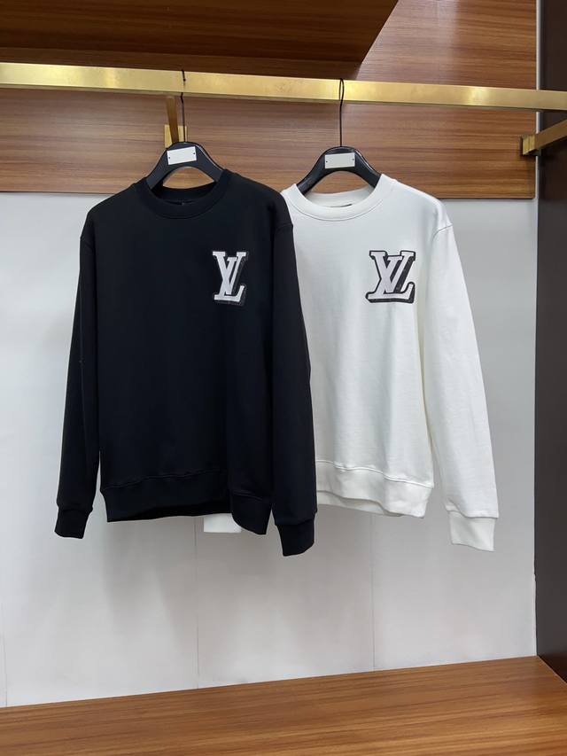 顶级最高版本 Lv路易威登Louis Vuitton 驴家1V 经典皮标刺绣圆领卫衣 男女同款 情侣款 宽松版型 最高版本 原版面料 高版本 高品质 所有细节