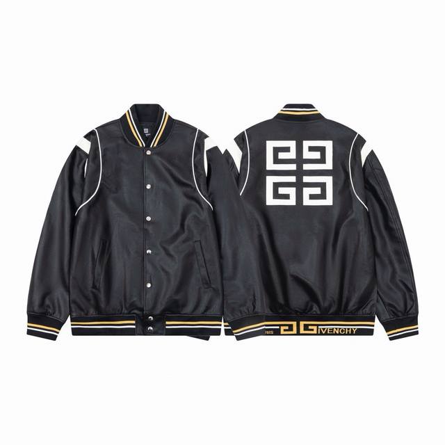 Givenchy 纪梵希单排扣皮衣棒球服夹克 易烊千玺 范丞丞同款 原版1:1开发 最高版本 定制原版提花螺纹、领款、袖子 原版一致 辅料、吊牌、领标均按照原版