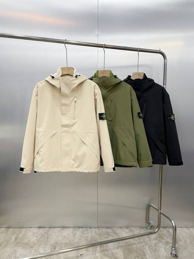 顶级版本含内胆 Stone Island石头岛 Ss24新款三合一内胆可拆卸户外防风防水机能风情侣冲锋衣夹克式棉服外套 防水防水面料材质 三合一设计 内胆可拆卸