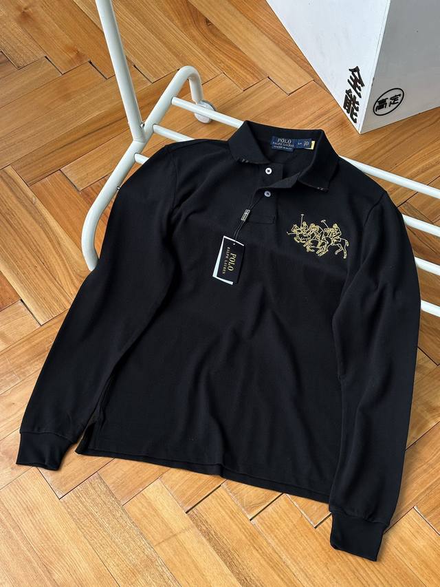 Ralph Lauren 拉夫劳伦 24Ss 三匹小马刺绣 Polo衫 黑色 S Xl 官网在售1780，原版面料100%珠地棉，胸口三匹小马刺绣Logo，定制