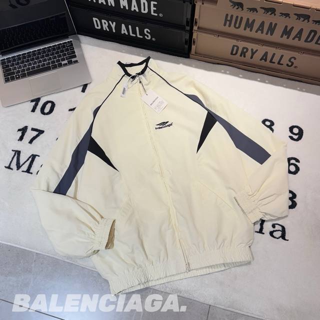 Balenciaga 3B Sports Icontracksuit Fw25 巴黎世家 Logo字母印花撞色立领 宽松版型夹克 男女同款 情侣款 -面料：线下