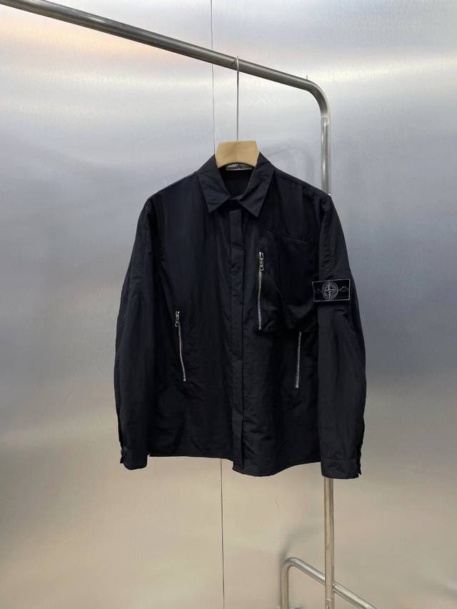 顶级版本 Stone Island石头岛 Ss24新款Shadow Project影子系列 微标多拉链工装复古衬衫式夹克外套 男女同款 颜色：黑色 尺码：M-X