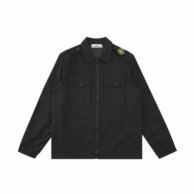 顶级版本 Stone Island石头岛 Ss24新款肩膀徽章袖标设计工装拉链翻领夹克外套 #官网最新同步单品 内里双层里衬 上身超级舒适 全衣订制 全套1:1