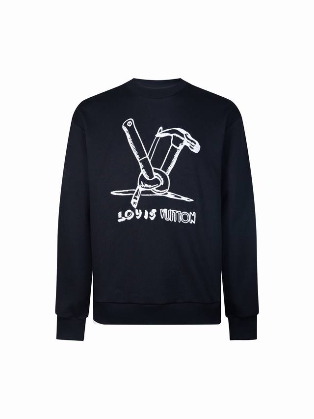 顶级最高版本 Lv路易威登Louis Vuitton 驴家1V 经典铁锤刺绣套头圆领卫衣 男女同款 情侣款 宽松版型 最高版本 原版面料 高版本 高品质 所有细