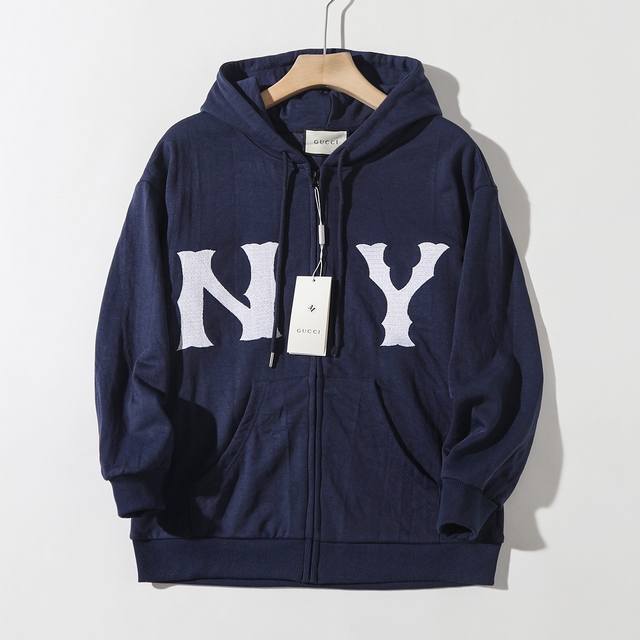 Guccix Mlb 联名外套！ Gucci New York Yankees Travel Player Logo舒适连帽开衫卫衣 前后精工进口刺绣 让大Lo