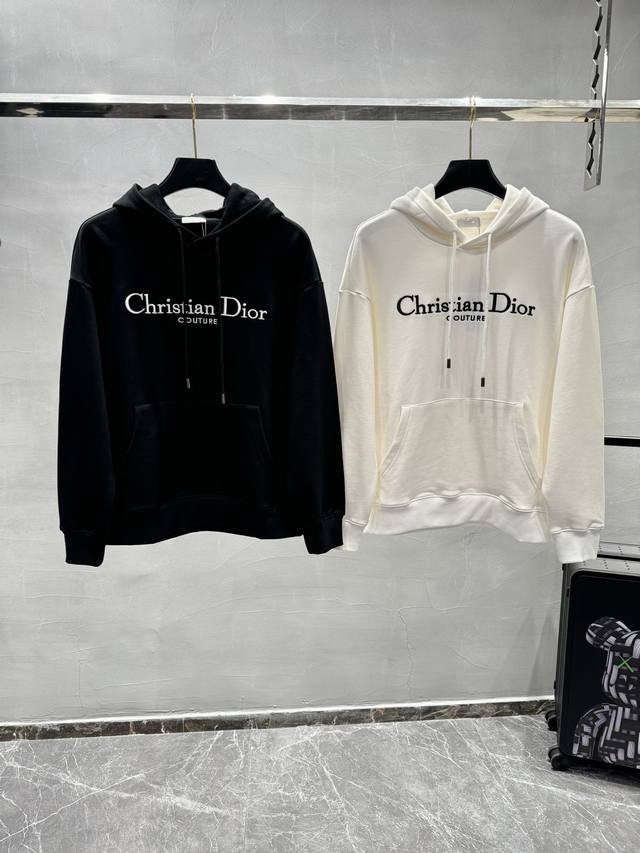 顶级最高版本 Dior 迪奥 经典字母刺绣连帽卫衣 男女同款 情侣款 宽松版型 最高版本 原版面料 高版本 高品质 所有细节 面料辅料工艺 全部1:1 过验 店