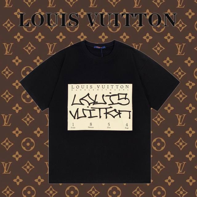 顶级最高版本 Lv路易威登Louis Vuitton 驴家1V 经典草写Logo半袖T恤短袖 男女同款 情侣款 宽松版型 最高版本 原版面料 高版本 高品质 所