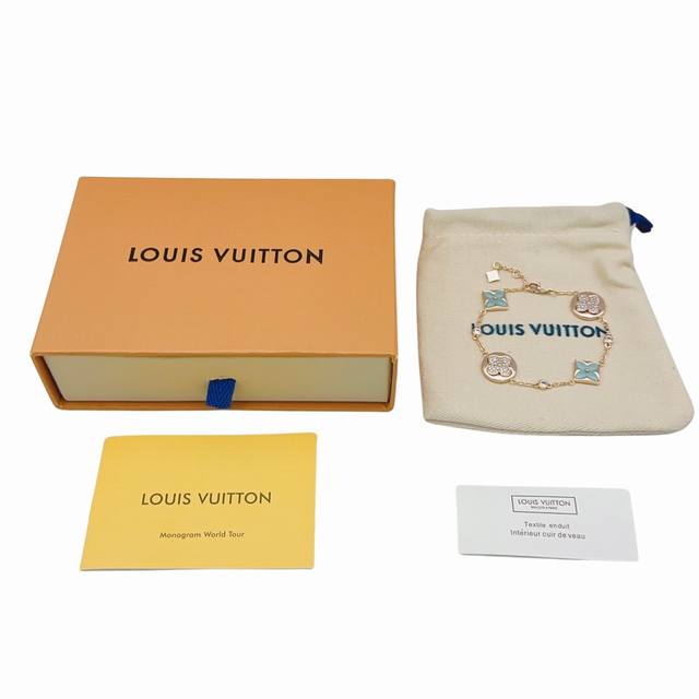 Louis Vuitton 徽标装饰钻石-天河石手链-男女同款情侣款-Louis Vuitton手链收藏榜 新品天河石手链，心这一抹蓝如此纯净，老花 Color