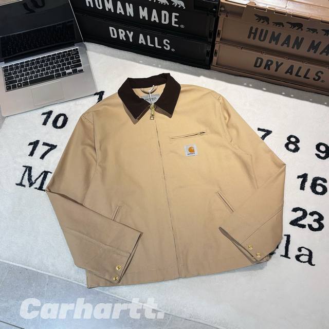 Carhartt Wi Fw25 Detroit Jacket 卡哈特 拉链闭合方形标签长袖夹克 新款底特律夹克 春秋薄款 男女同款 -面料：原版一比一耐磨帆布