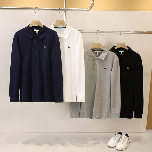 高品质 货号2652 Lacoste 法国鳄鱼经典刺绣款男款长袖Polo衫商务休闲 Polo衫长袖穿搭更适合初秋 经典四色可选 潮流易逝、经典永存 经典款鳄鱼P