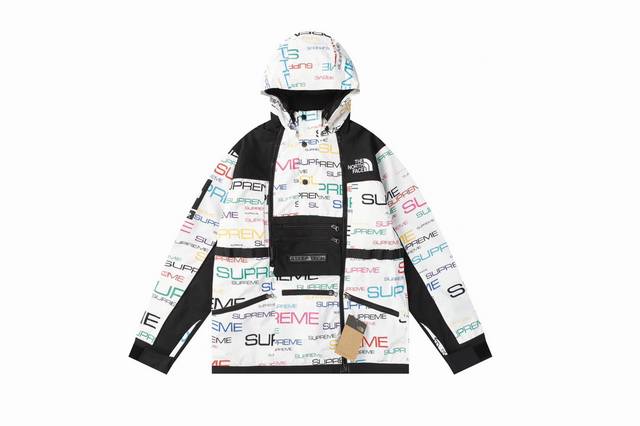 Supreme Week 9 X The North Face 联名款 Stee Tech Apogee Jacket 彩色字母徽标Logo连帽夹克外套冲锋衣