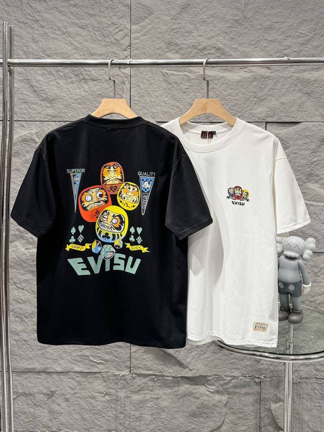 Dt 福神 带Nfc芯片识别高版本 Evisu 福神2025，了夏季新款印花休闲宽松情侣款 短袖T恤Dt863 细节:版本一比一复刻，吊牌 领标 水洗 包装袋。