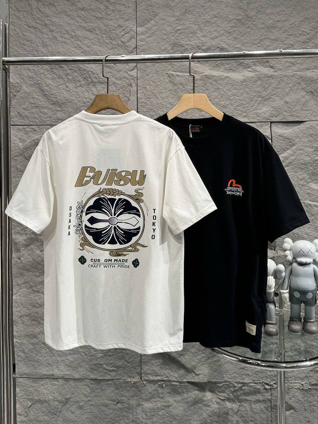 福神 带Nfc芯片识别高版本Evisu 福神2025夏季新款印花休闲宽松情侣款 短袖T恤Dt876 细节:版本一比一复刻，吊牌 领标 水洗 包装袋。水洗处有Nf