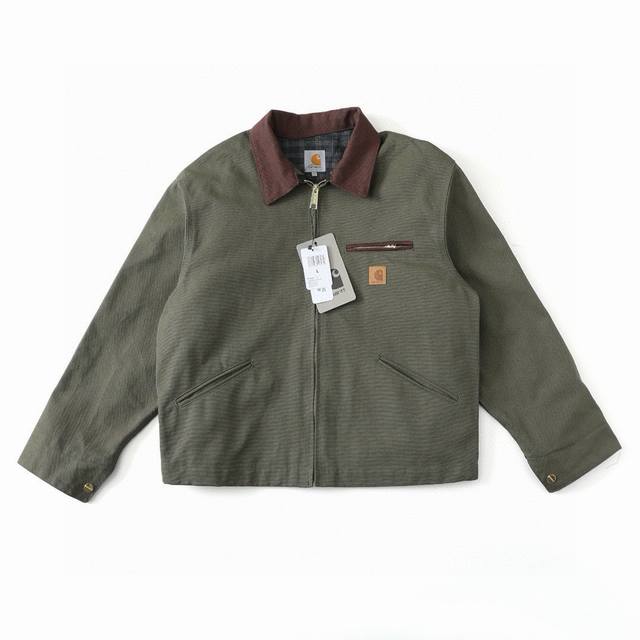 上新 Carhartt-卡哈特J97 Vintage 水洗做旧重工底特律夹克 古着工装帆布外套 多口袋 拉链翻领工装外套 今年最火单品 来自博主口口桑的上身穿搭