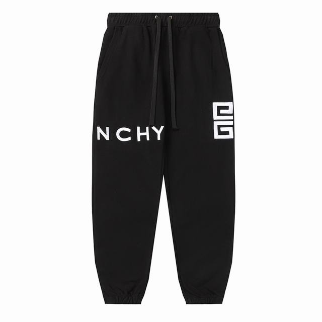 上新2016 纪梵希 Givenchy 男士休闲运动长裤重工立体刺绣Logo束脚卫裤采用410克双纱纯棉面料丶1:1定制版形，，三标齐丶市场最高版本。黑M-2X