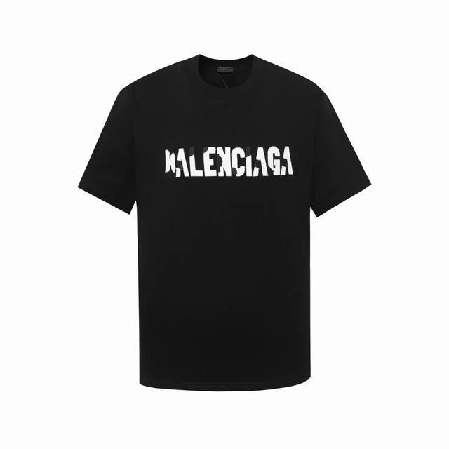 Balenciaga巴黎世家 #烧火贴布前后刺绣工艺短袖T恤 独家定织定染高克重紧密精梳棉面料 质感柔软舒适上身非常有型帅气 Os落肩宽松版型 春夏最新砖柜同步